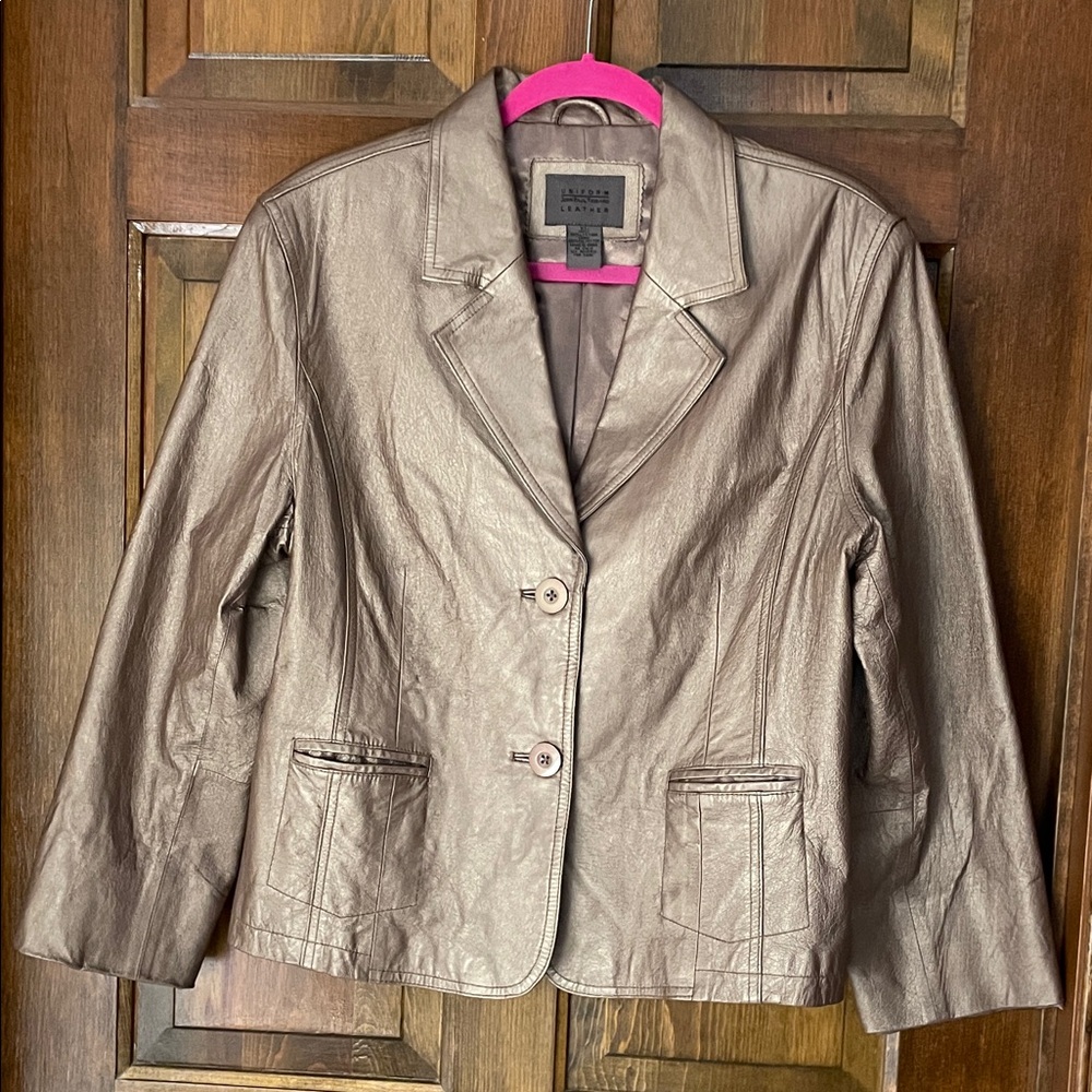John Paul Richard metallic leather blazer, size XL, excellent condition